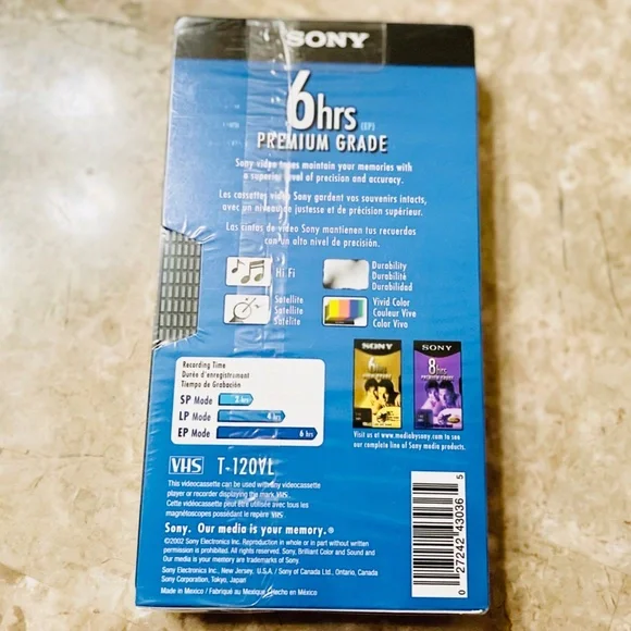 NEW Sony 6Hr Premium Grade Blank VHS Tape NIB - Picture 2 of 2